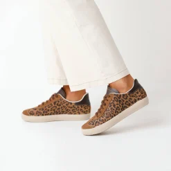 Baskets En Sneakers|Schoenen<Blancheporte Vintage sneakers in splitleer met luipaardprint bruin / zwart