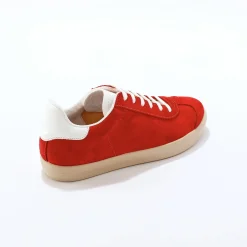 Baskets En Sneakers|Schoenen<Blancheporte Vintage sneakers in splitleer, gekleurd rood