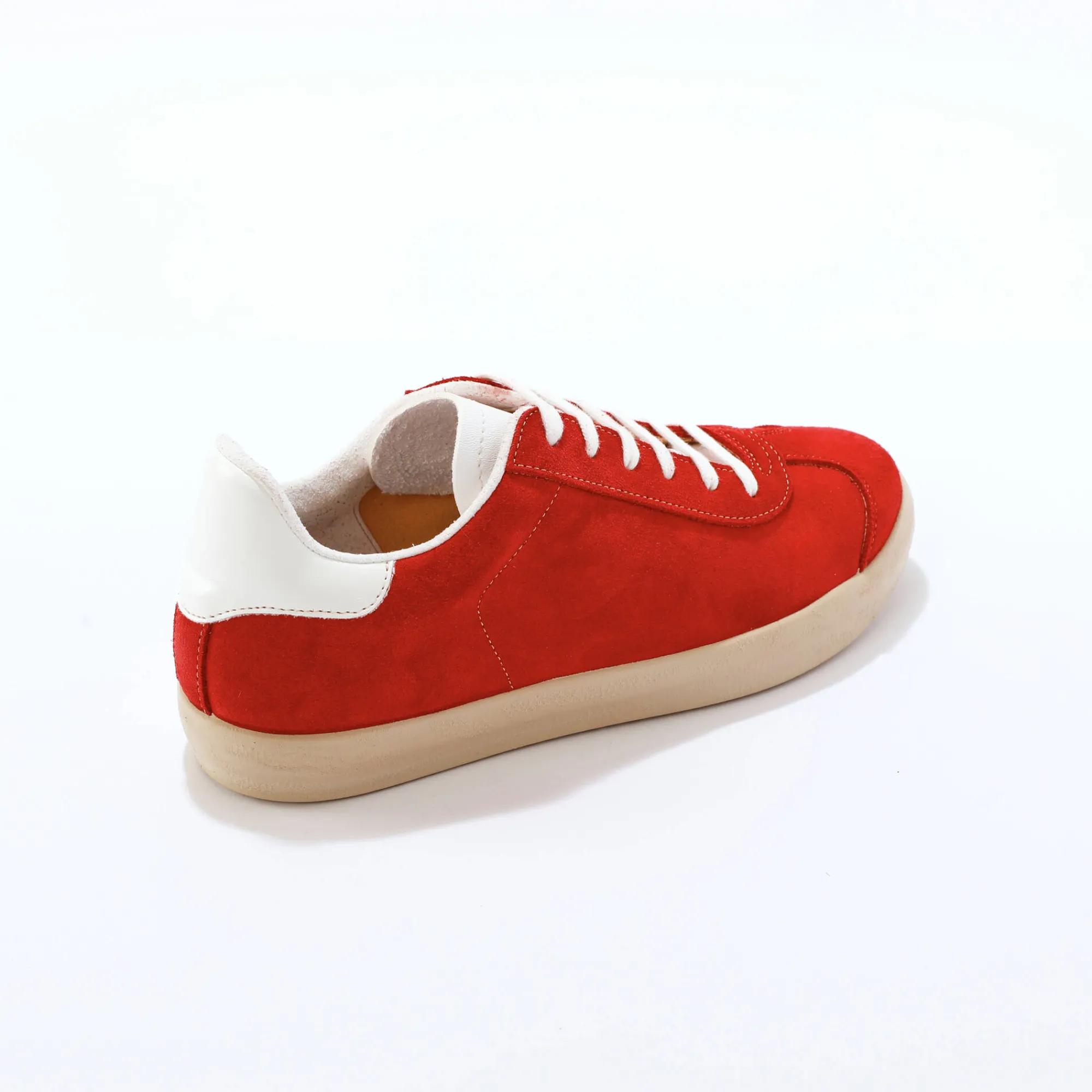 Baskets En Sneakers|Schoenen<Blancheporte Vintage sneakers in splitleer, gekleurd rood