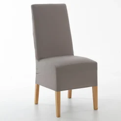 Stoelhoes<Blancheporte Vitrage met geborduurde pluimen taupe