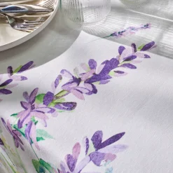 Tafellaken En Tafelloper<Blancheporte Vlekwerend tafellaken in polykatoen met lavendelprint wit / lavendel
