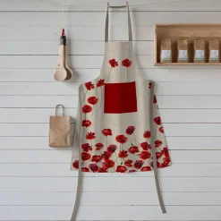 Schorten<Blancheporte Vlekwerende bavetschort met klaprozenprint naturel / rood