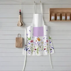 Schorten<Blancheporte Vlekwerende bavetschort met lavendel- en vlinderprint wit / veelkleurig
