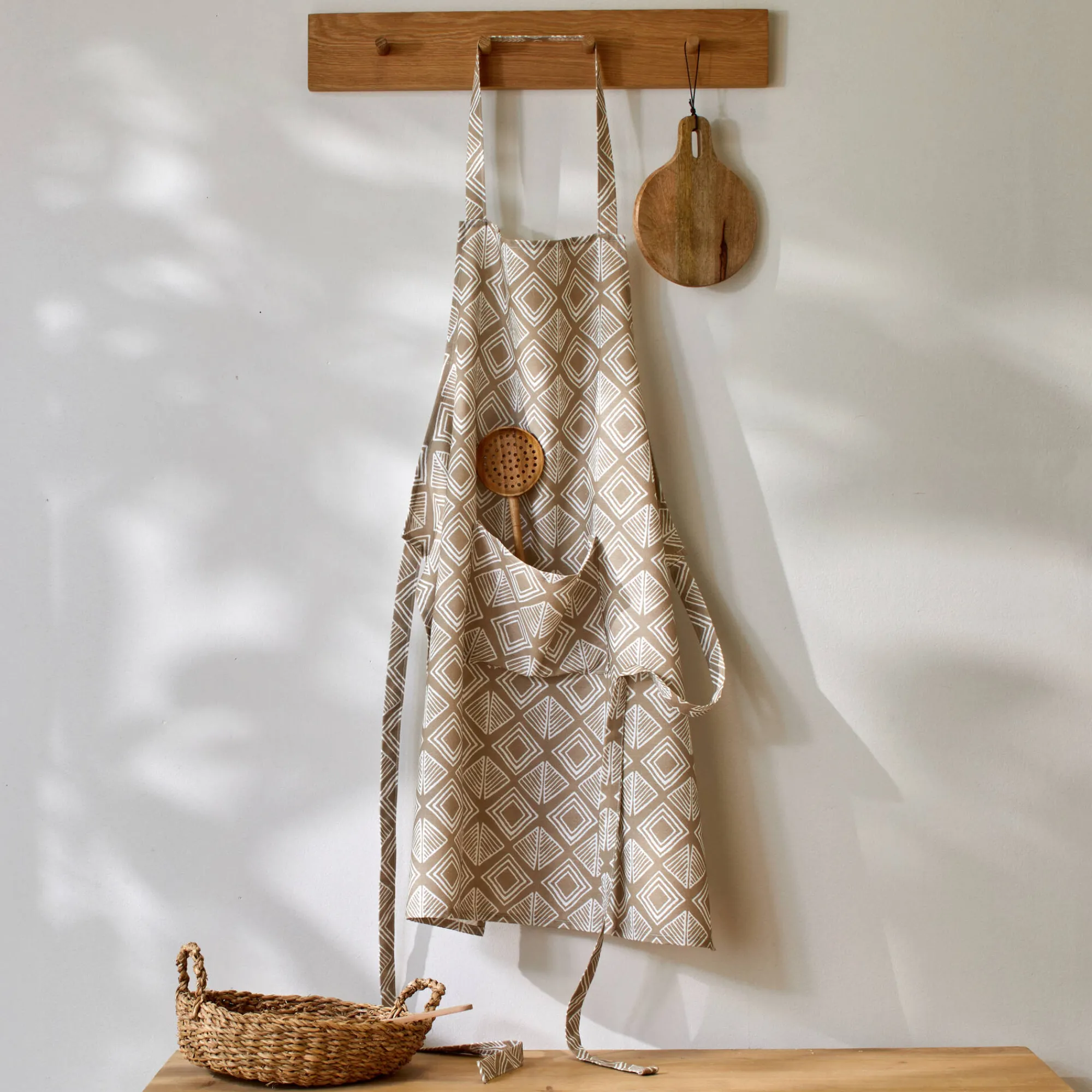 Schorten<Blancheporte Vlekwerende schort met geometrische print beige / wit