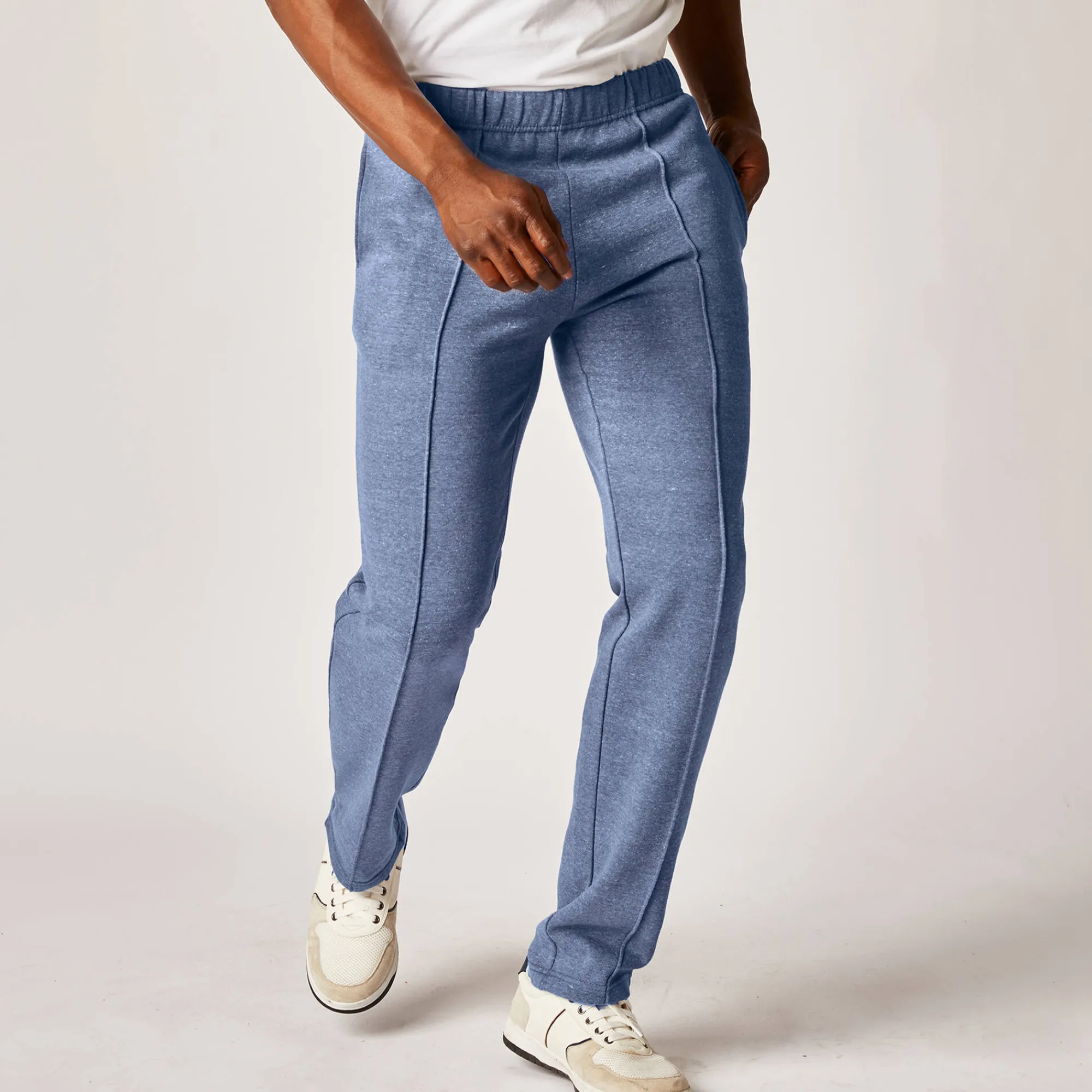 Broek<Blancheporte Vrijetijdsbroek in molton jeansblauw