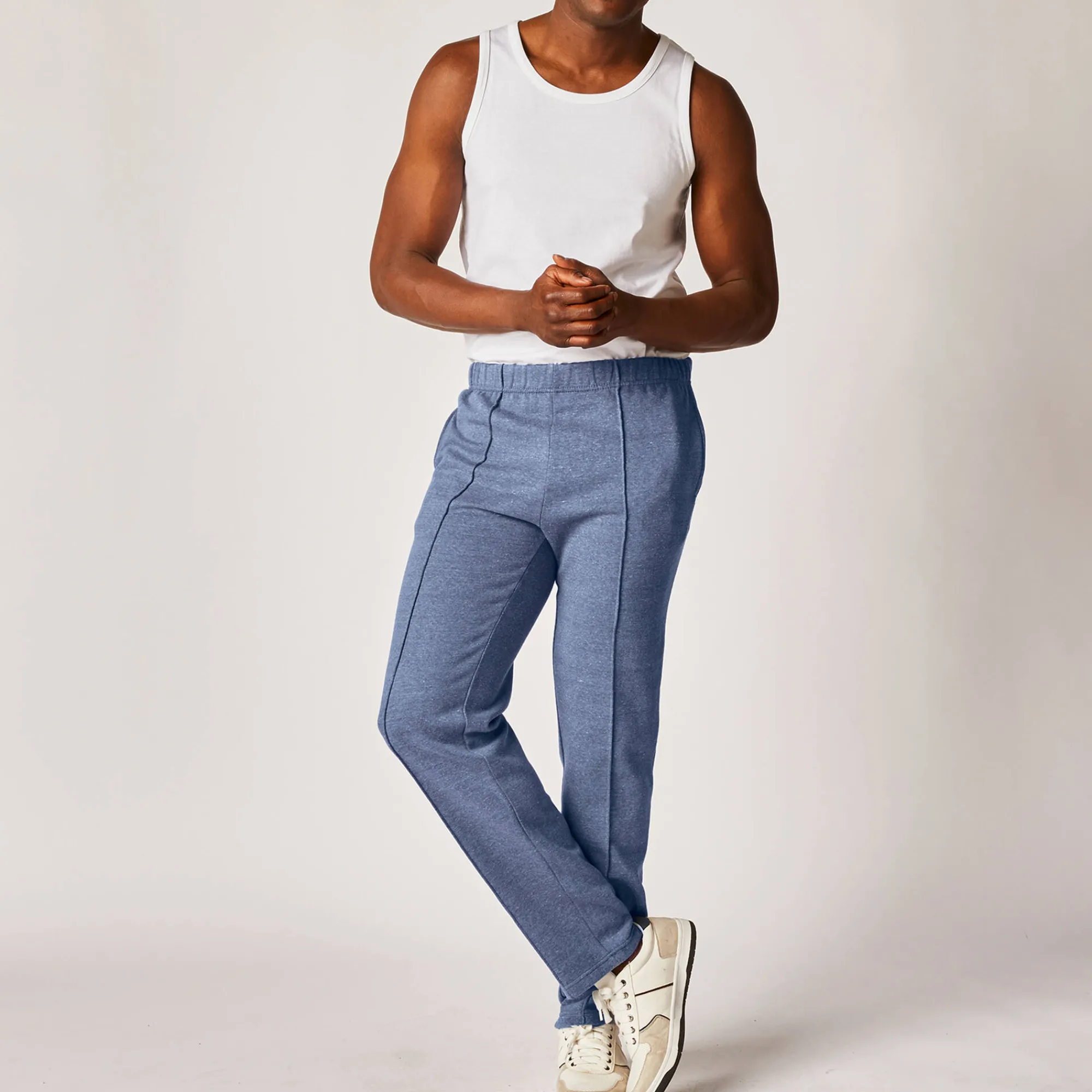 Broek<Blancheporte Vrijetijdsbroek in molton jeansblauw