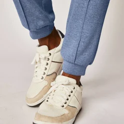 Broek<Blancheporte Vrijetijdsbroek in molton, aangetrokken pijponderkanten jeansblauw