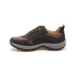 Baskets En Sneakers|Schoenen<PédiConfort Wandelsneakers met rits en veters, breed model in leer marine / grijs