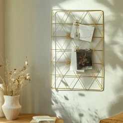 Feestdecoratie|Decoratieartikel<Blancheporte Wandhouder in e metaaldraad goudkleurig