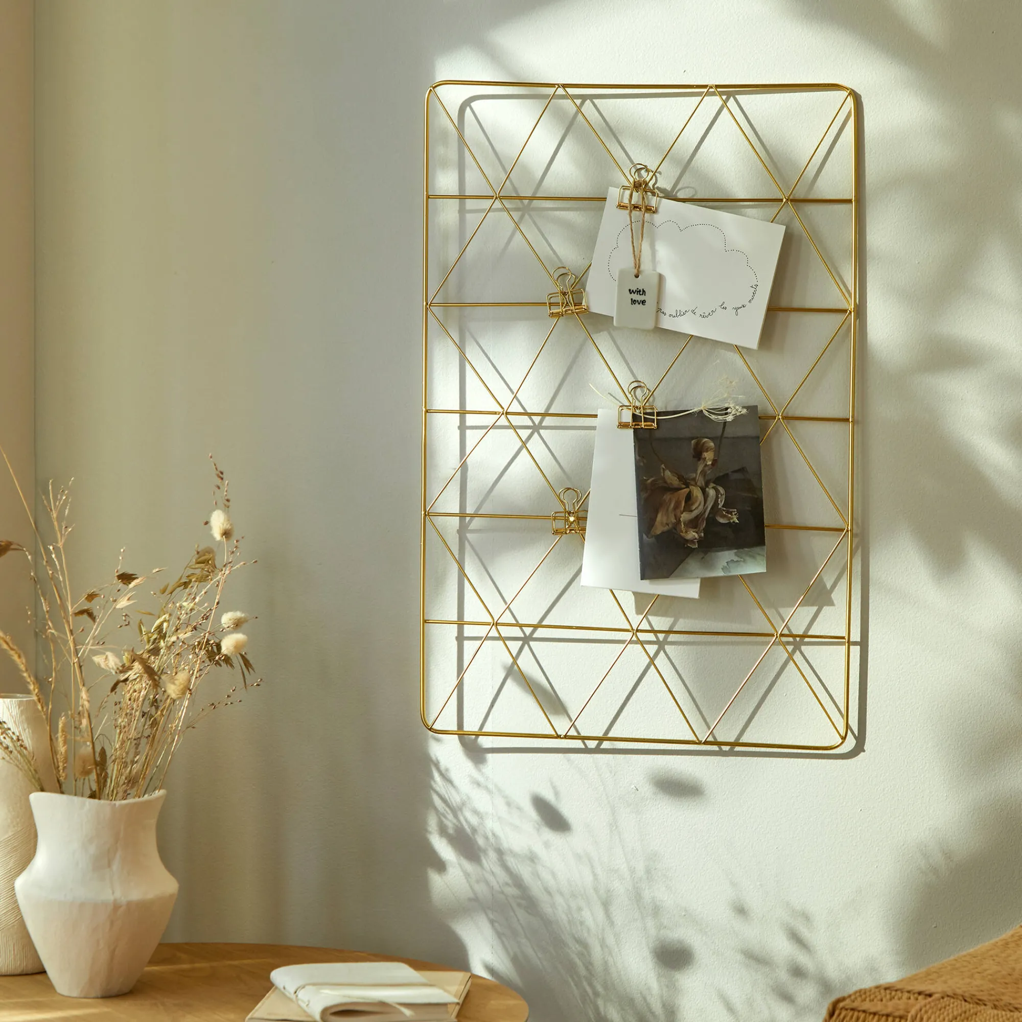Feestdecoratie|Decoratieartikel<Blancheporte Wandhouder in e metaaldraad goudkleurig