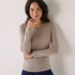 Thermisch Ondergoed<Blancheporte Warm T-shirt met lang mouwen in wolmix lichttaupe