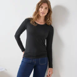Thermisch Ondergoed<Blancheporte Warm T-shirt met lang mouwen in wolmix zwart