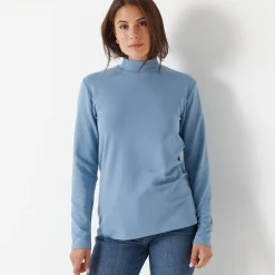 T-Shirt En Topje<Blancheporte Warm T-shirt met lange mouwen, opstaande kraag grijsblauw