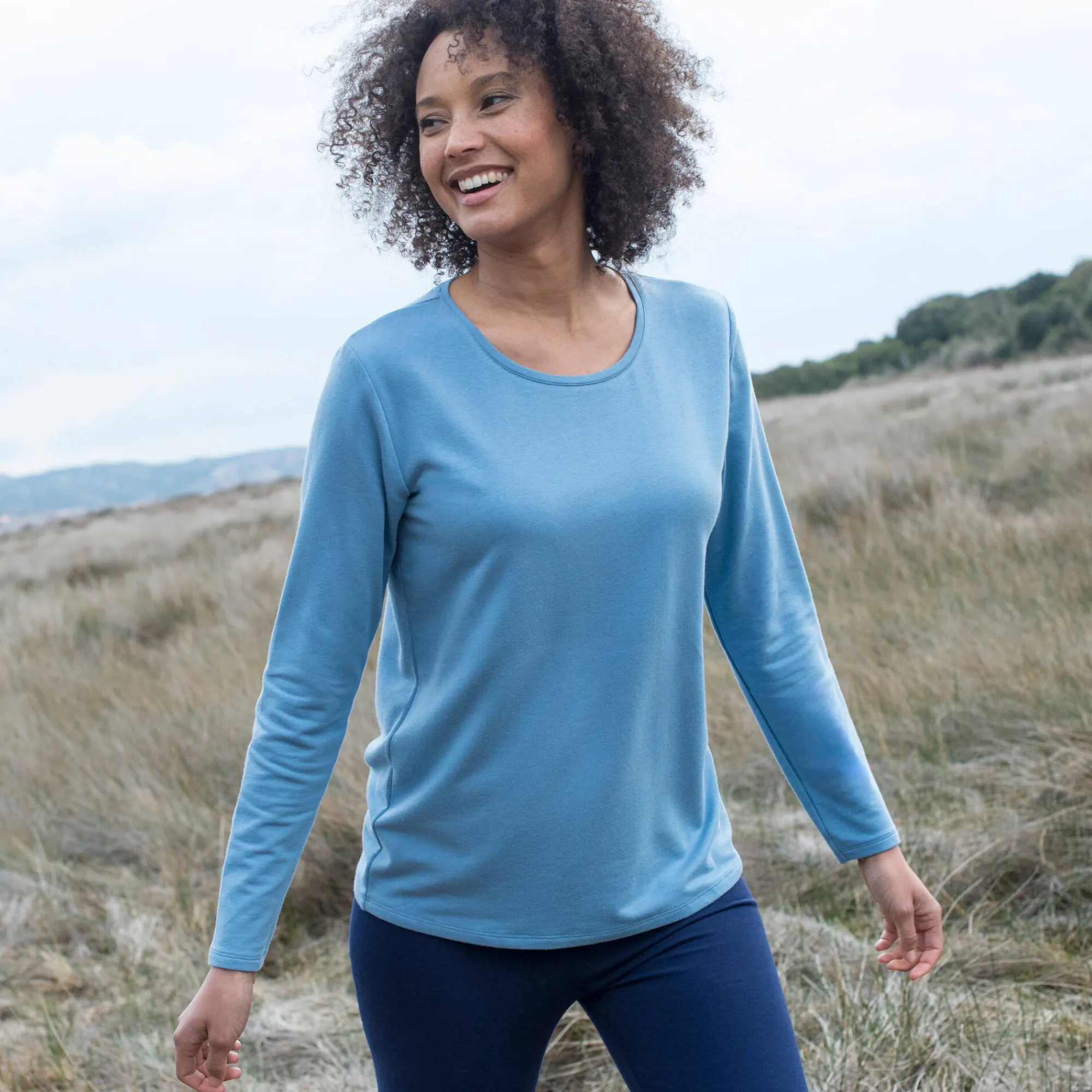 T-Shirt En Topje<Blancheporte Warm T-shirt met lange mouwen, ronde hals grijsblauw