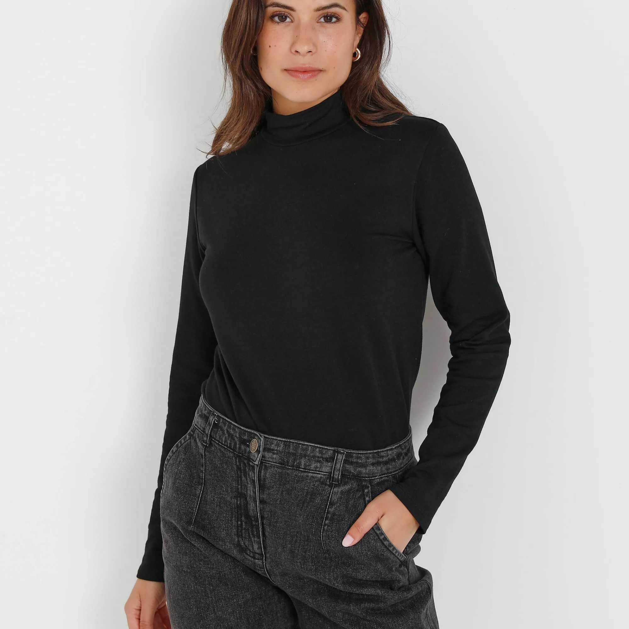 T-Shirt En Topje<Blancheporte Warm T-shirt met lange mouwen, opstaande kraag zwart