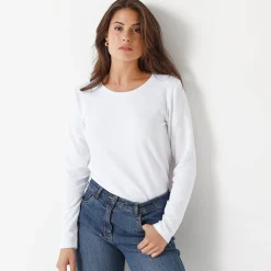 T-Shirt En Topje<Blancheporte Warm T-shirt met lange mouwen, ronde hals wit