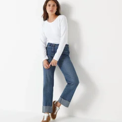 T-Shirt En Topje<Blancheporte Warm T-shirt met lange mouwen, ronde hals wit