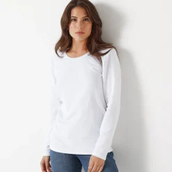 T-Shirt En Topje<Blancheporte Warm T-shirt met lange mouwen, ronde hals wit