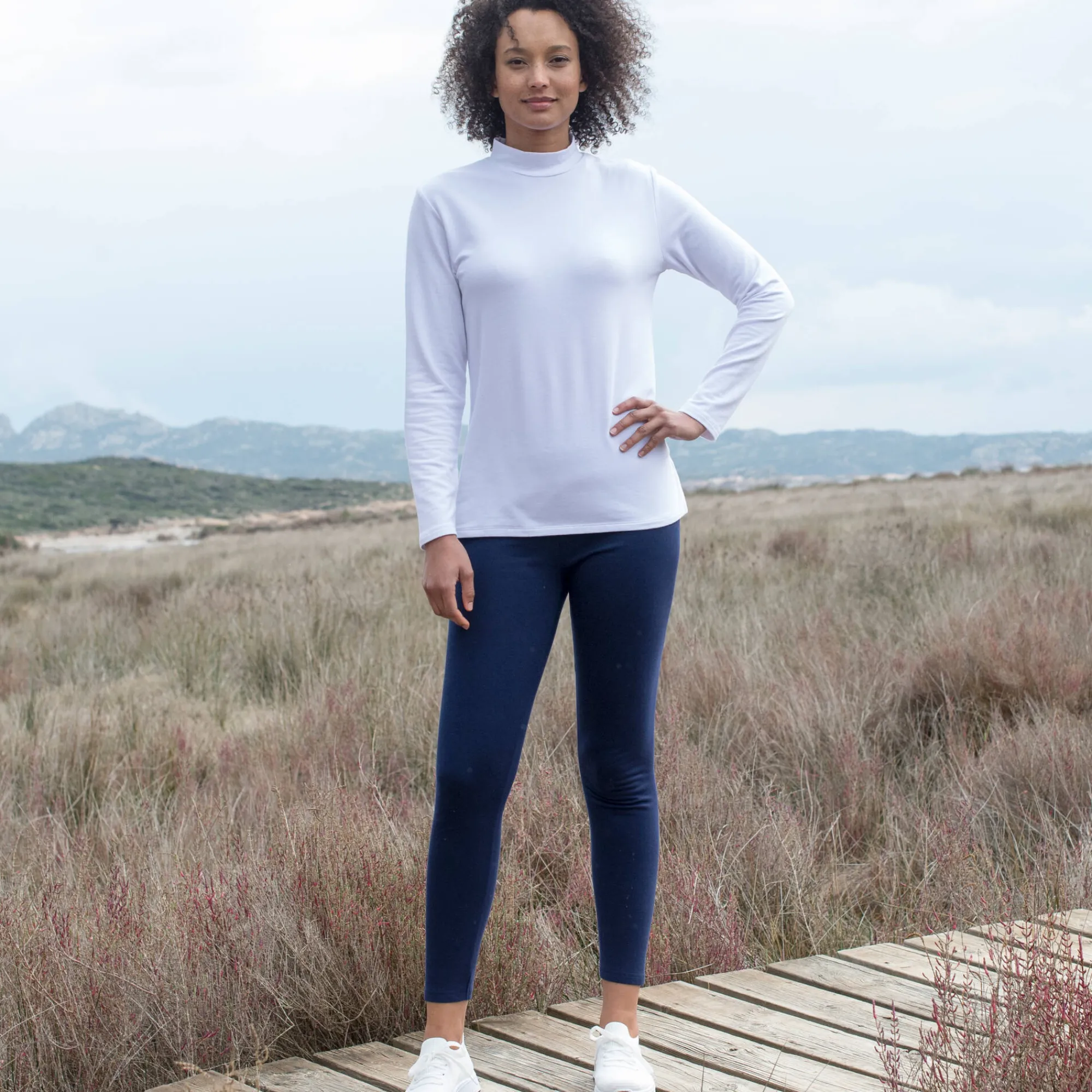 T-Shirt En Topje<Blancheporte Warm T-shirt met lange mouwen, opstaande kraag wit