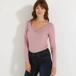 Thermisch Ondergoed<Blancheporte Warm T-shirt met lange mouwen, in wolmengeling grijsroze