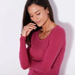 Thermisch Ondergoed<Blancheporte Warm T-shirt met lange mouwen en ronde hals kersenrood