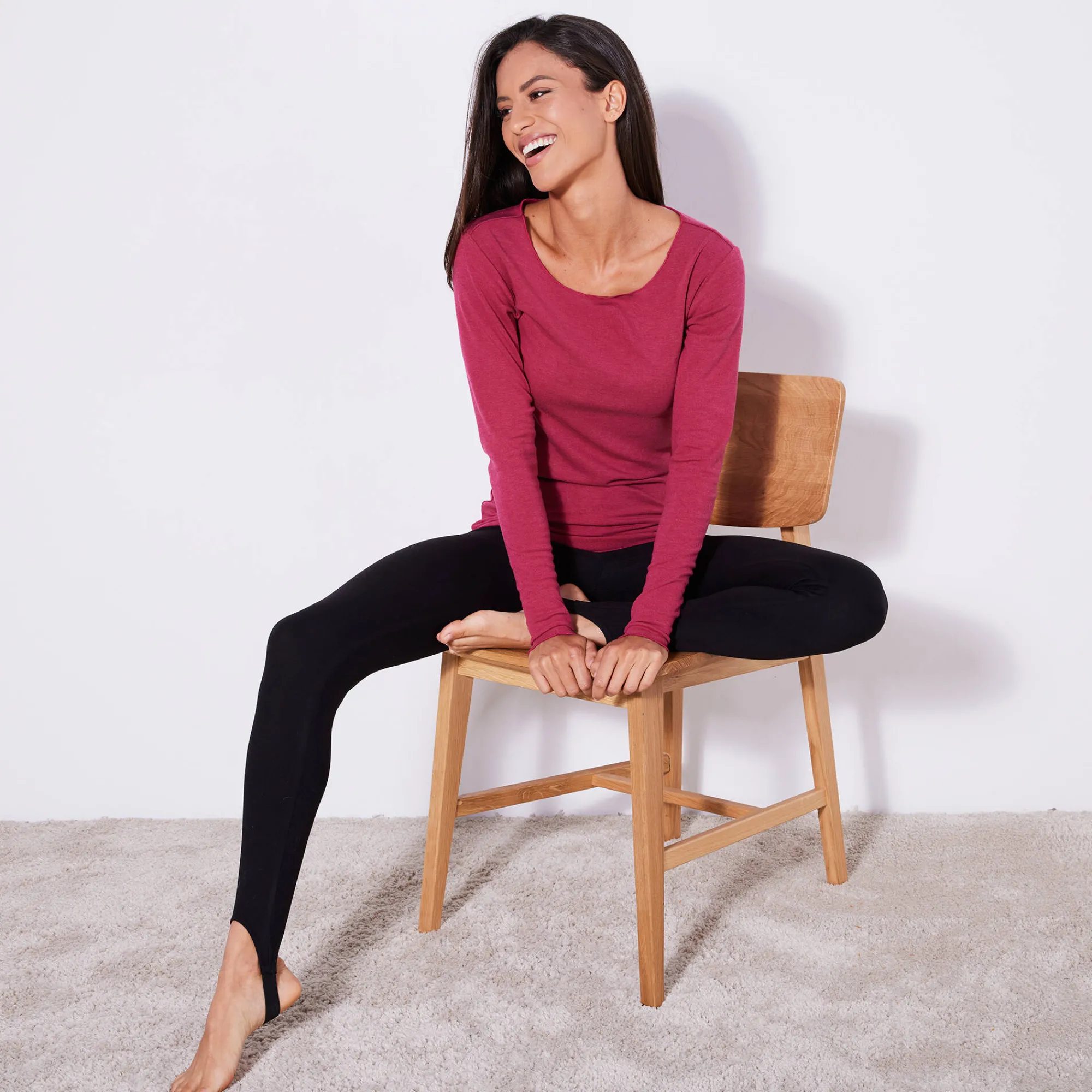 Thermisch Ondergoed<Blancheporte Warm T-shirt met lange mouwen en ronde hals kersenrood