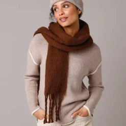 Accessoires En Juwelen<Blancheporte Warme sjaal met franjes chocolade