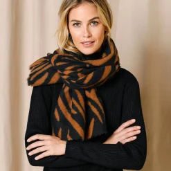 Accessoires En Juwelen<Blancheporte Warme sjaal met zebramotief bruin / zwart