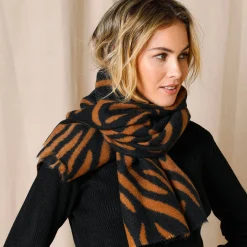 Accessoires En Juwelen<Blancheporte Warme sjaal met zebramotief bruin / zwart