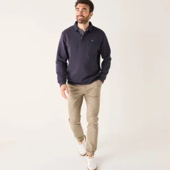 Sweater|Trui En Vest<Blancheporte Warme sweater met polokraag, borduursel op de borst, in ribtricot marine
