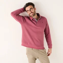 Sweater|Trui En Vest<Blancheporte Warme sweater met polokraag, borduursel op de borst, in ribtricot DONKERROZE