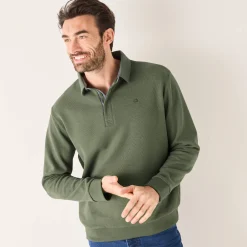 Sweater|Trui En Vest<Blancheporte Warme sweater met polokraag, borduursel op de borst, in ribtricot lichtkaki