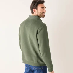 Sweater|Trui En Vest<Blancheporte Warme sweater met polokraag, borduursel op de borst, in ribtricot lichtkaki