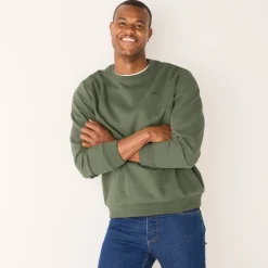 Sweater|Trui En Vest<Blancheporte Warme sweater met ronde hals, borduursel op de borst, in ribtricot lichtkaki