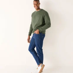 Sweater|Trui En Vest<Blancheporte Warme sweater met ronde hals, borduursel op de borst, in ribtricot lichtkaki