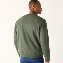 Sweater|Trui En Vest<Blancheporte Warme sweater met ronde hals, borduursel op de borst, in ribtricot lichtkaki