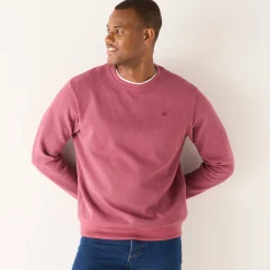 Sweater|Trui En Vest<Blancheporte Warme sweater met ronde hals, borduursel op de borst, in ribtricot DONKERROZE