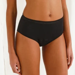 Slip En Shorty<Athena Wasbaar menstruatiebroekje in biokatoen(**) met hoge taille - zware vloed zwart