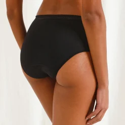 Slip En Shorty<Athena Wasbaar menstruatiebroekje in biokatoen(**) met hoge taille - zware vloed zwart