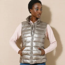 Parka En Donsjas<Blancheporte Waterafstotende metallic bodywarmer goudbruin