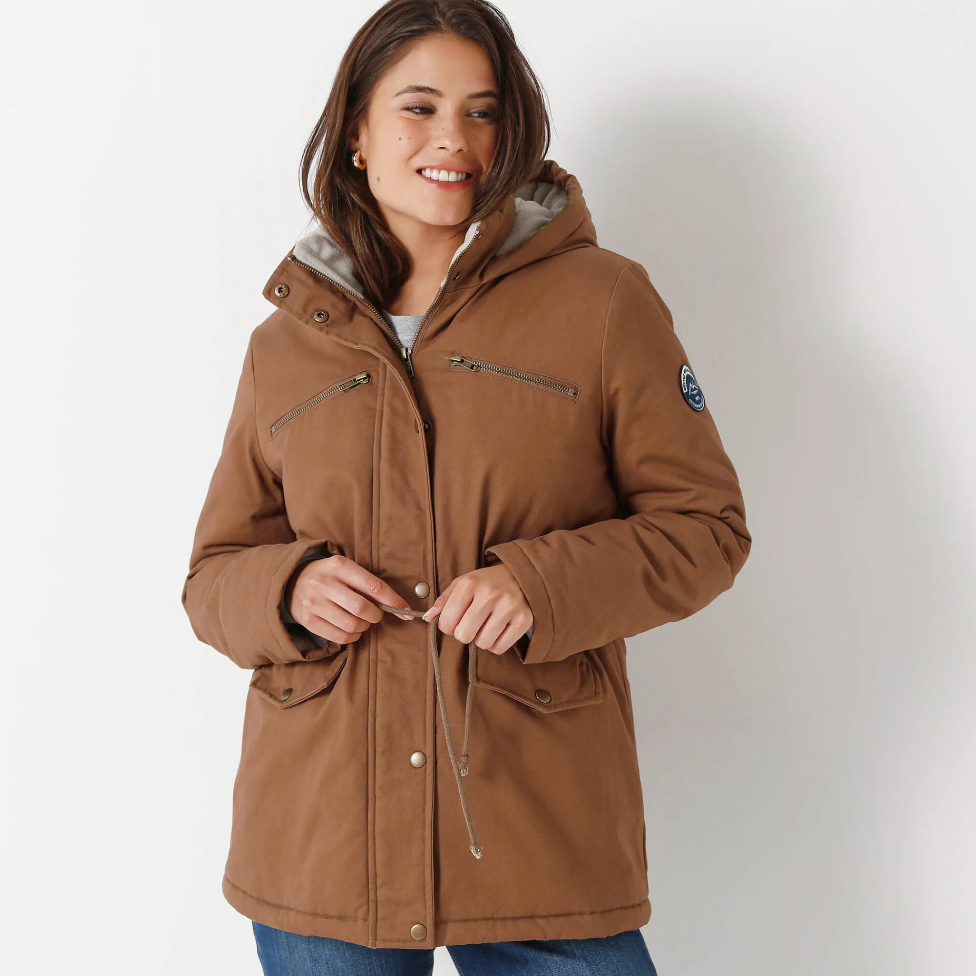 Parka En Donsjas<Blancheporte Waterafstotende parka met fleecevoering hazelnootbruin