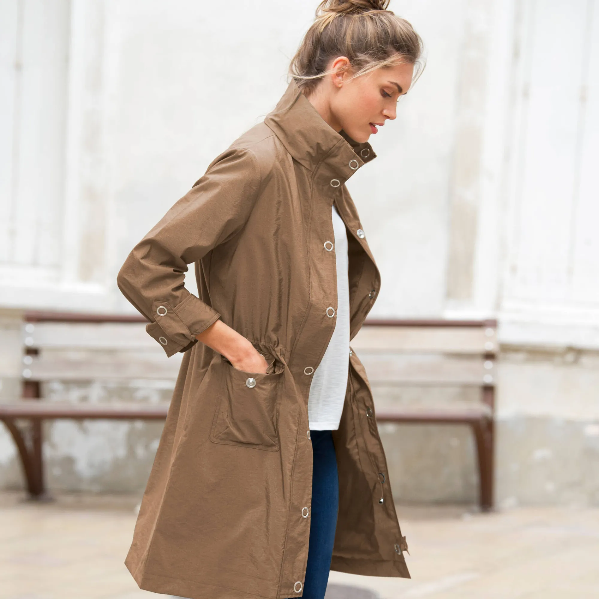 Parka En Donsjas<Blancheporte Waterafstotende parka met kap hazelnootbruin