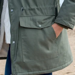 Parka En Donsjas<Blancheporte Waterafstotende parka met kap, voering van sherpafleece kaki