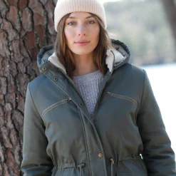 Parka En Donsjas<Blancheporte Waterafstotende parka met fleecevoering kaki