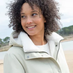 Parka En Donsjas<Blancheporte Waterafstotende parka met kap, voering van sherpafleece mastiek