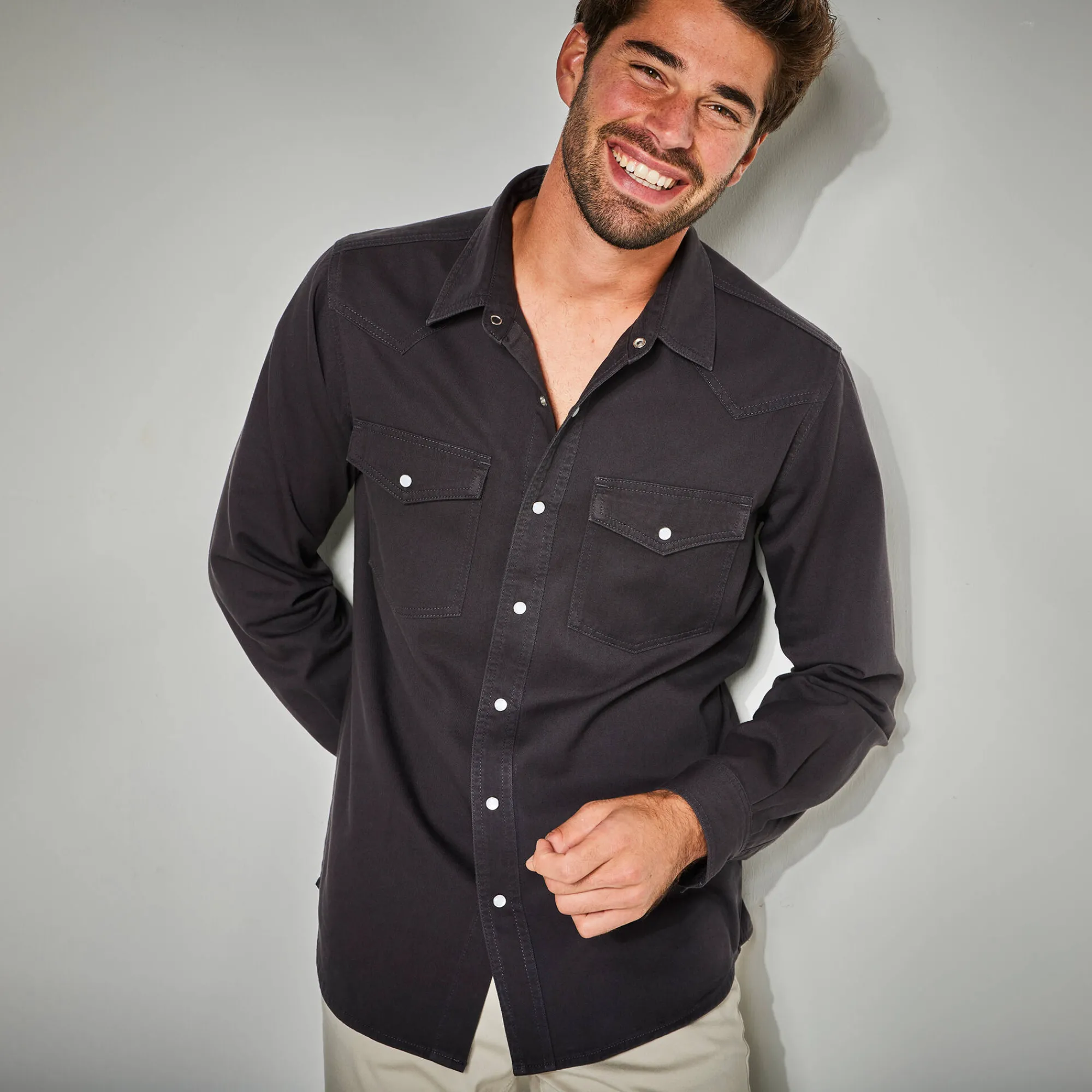 Feestoutfits Heren|T-Shirt, Hemd En Polo<Blancheporte Western' hemd in jeans antraciet