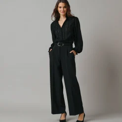 Feestoutfits Dames|Bloes En Tuniek<Lora Zellini Wijde bloes in kant zwart