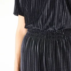 Feestoutfits Dames|Broek<Blancheporte Wijde broek in velours met reliëf, elastische taille zwart