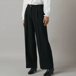 Feestoutfits Dames|Broek<Lora Zellini Wijde broek met bandplooien zwart