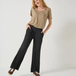 Broek<Blancheporte Wijde broek met materiaaleffect zwart